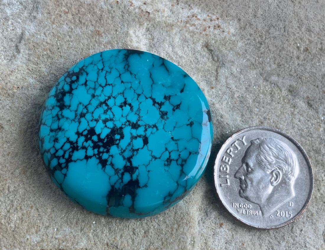 Beautiful Large Round Hubei Turquoise Cabochon