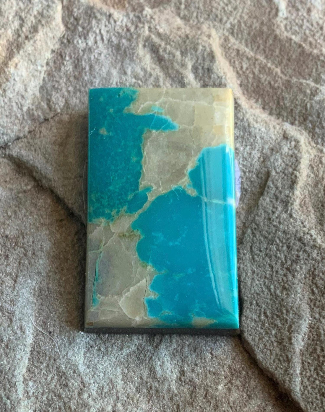 Beautiful Blue Royston Turquoise Rectangular Cabochon with Quartz Inclusions #R07