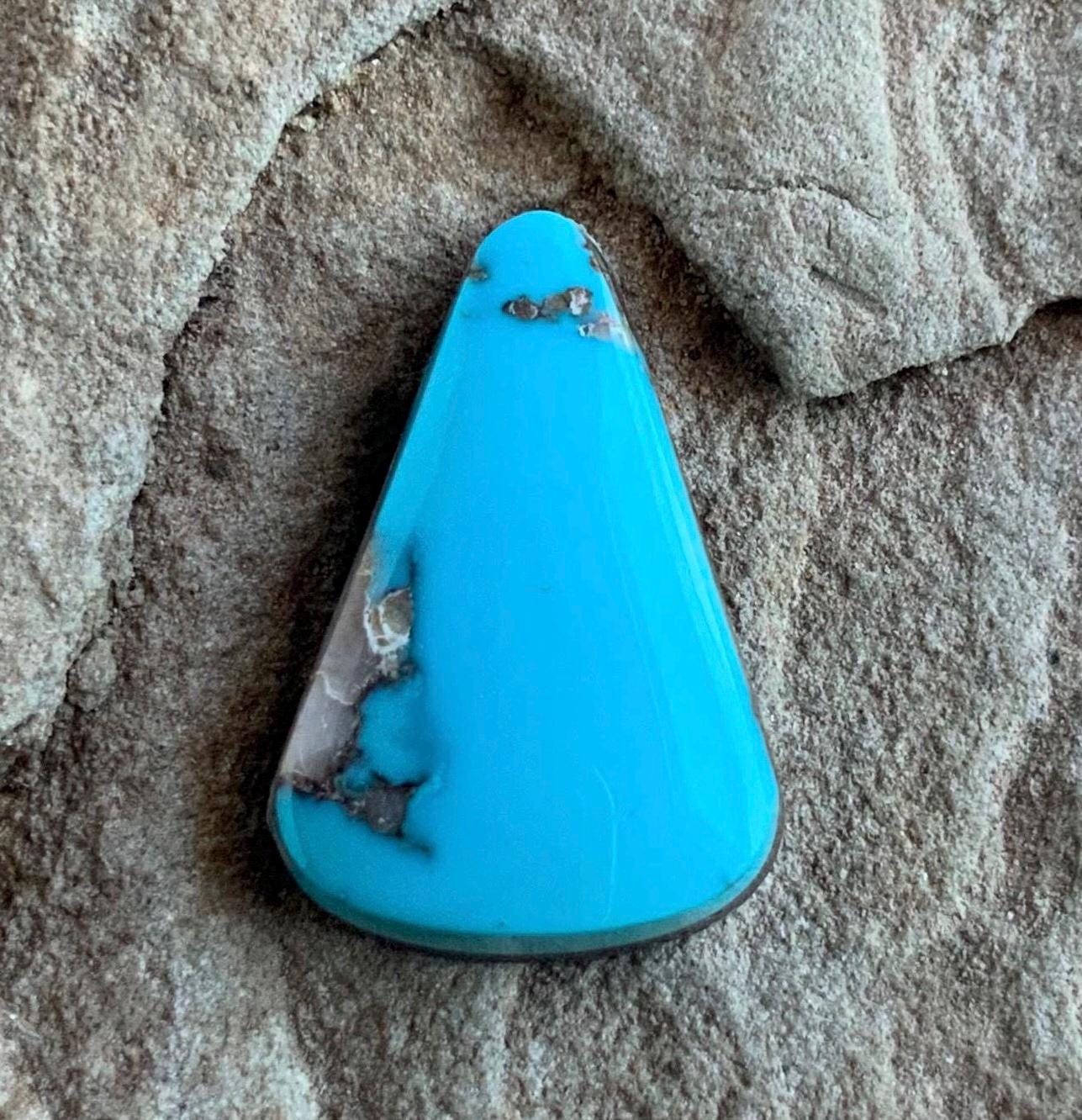 Ithaca Peak Turquoise Blue High Grade Triangle Cabochon With Pyrite and Quartz Inclusions
