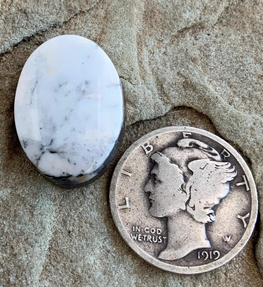 Beautiful Natural White Buffalo Oval Cabochon