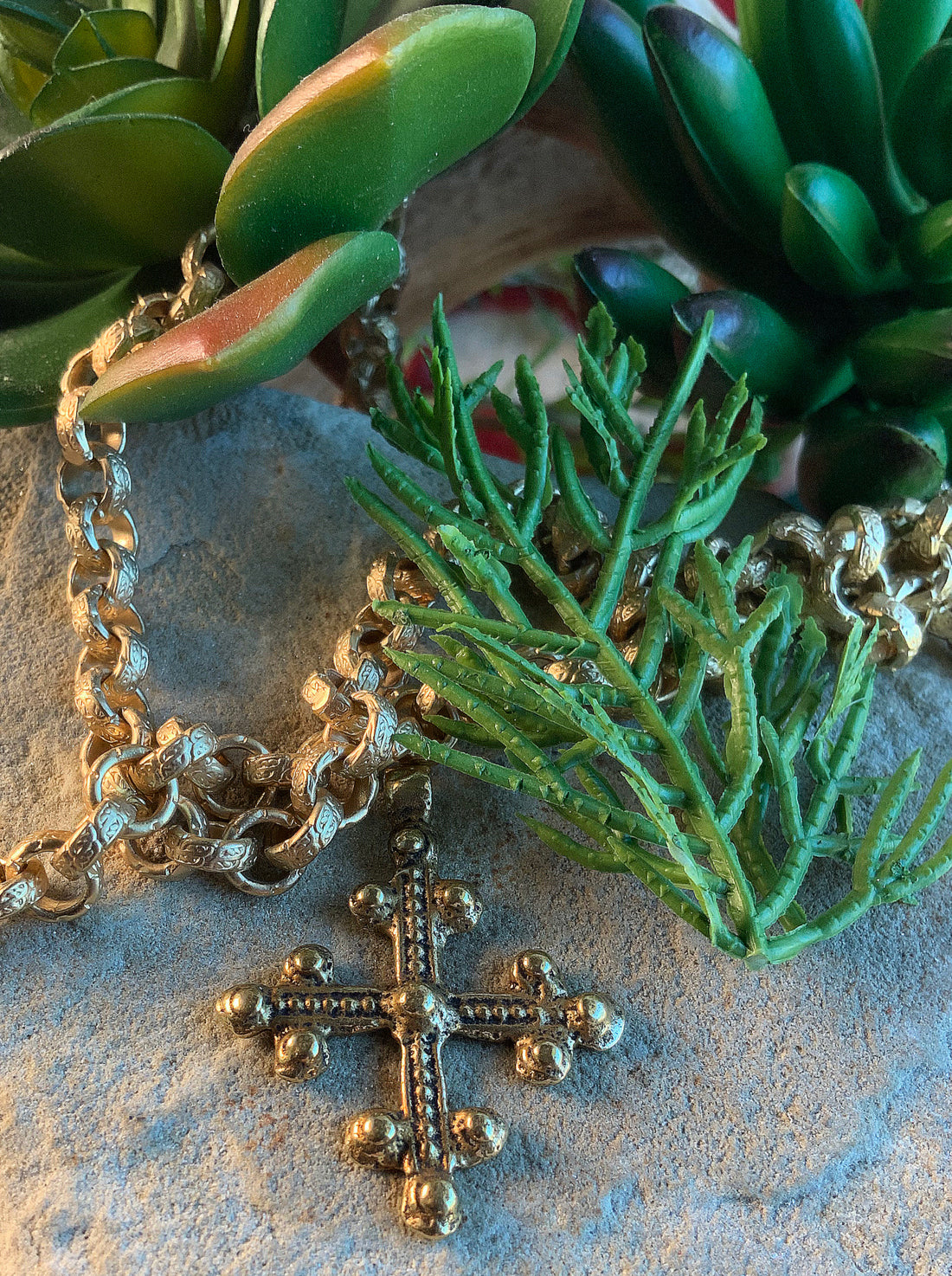 Gold Bronze Coptic Cross By Cathy Dailey