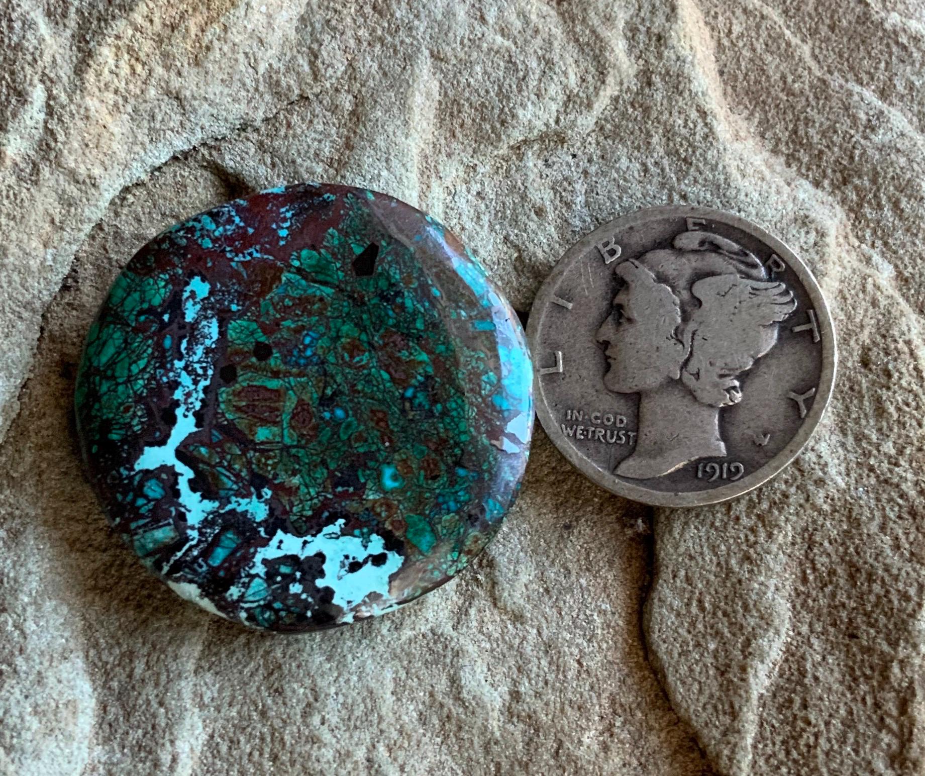 Colorful Sonoran Sunrise Chrysocolla Cuprite Round Cabochon