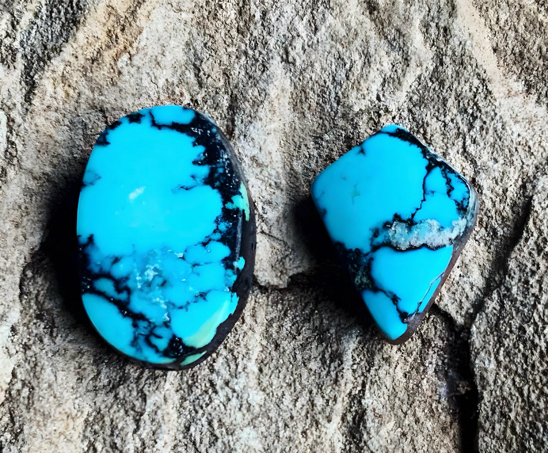 Cloud Mountain or Yungai Turquoise Cabochon Set of Two