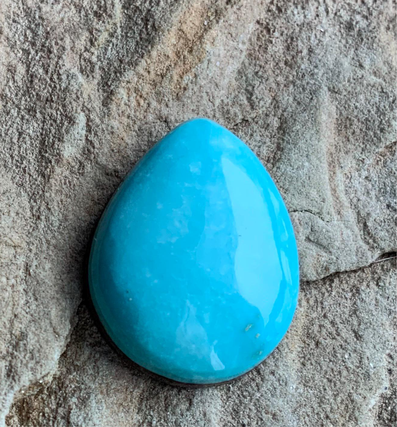 Natural Morenci Turquoise Teardrop Cabochon