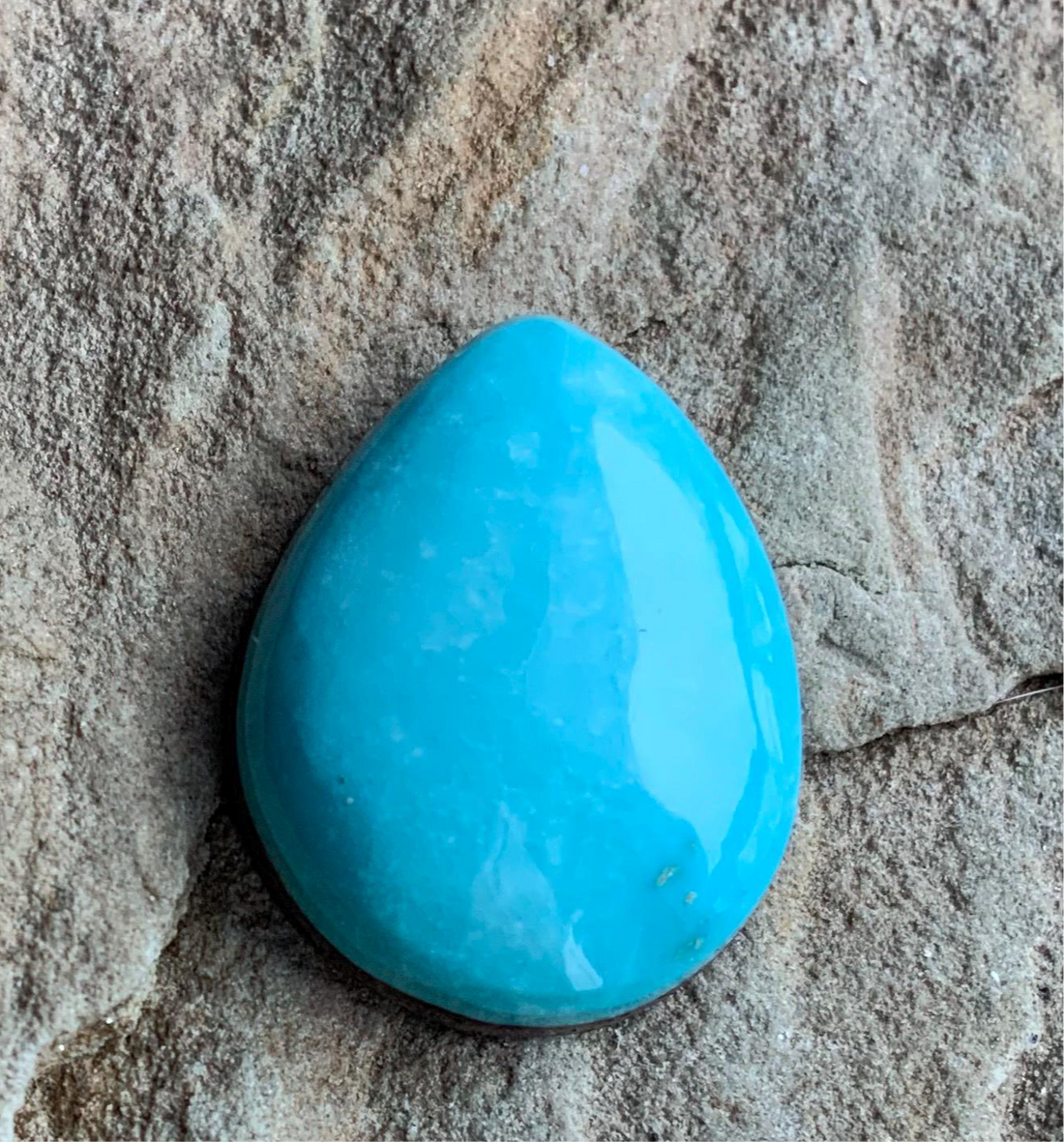Natural Morenci Turquoise Teardrop Cabochon