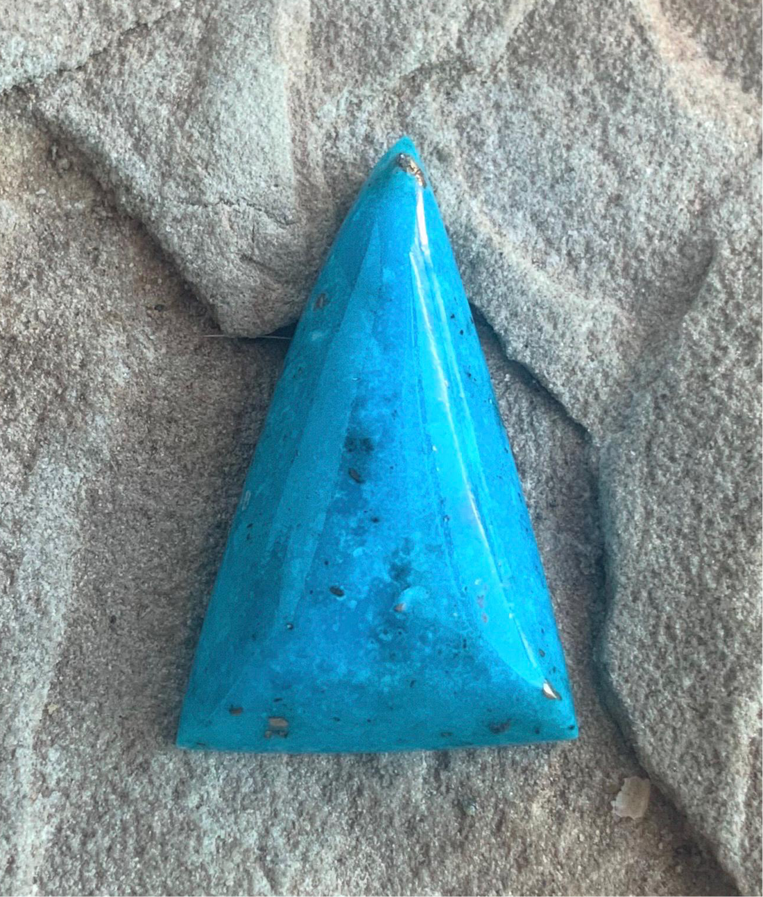 Gorgeous Blue Morenci Turquoise Triangular Cabochon with Pyrite