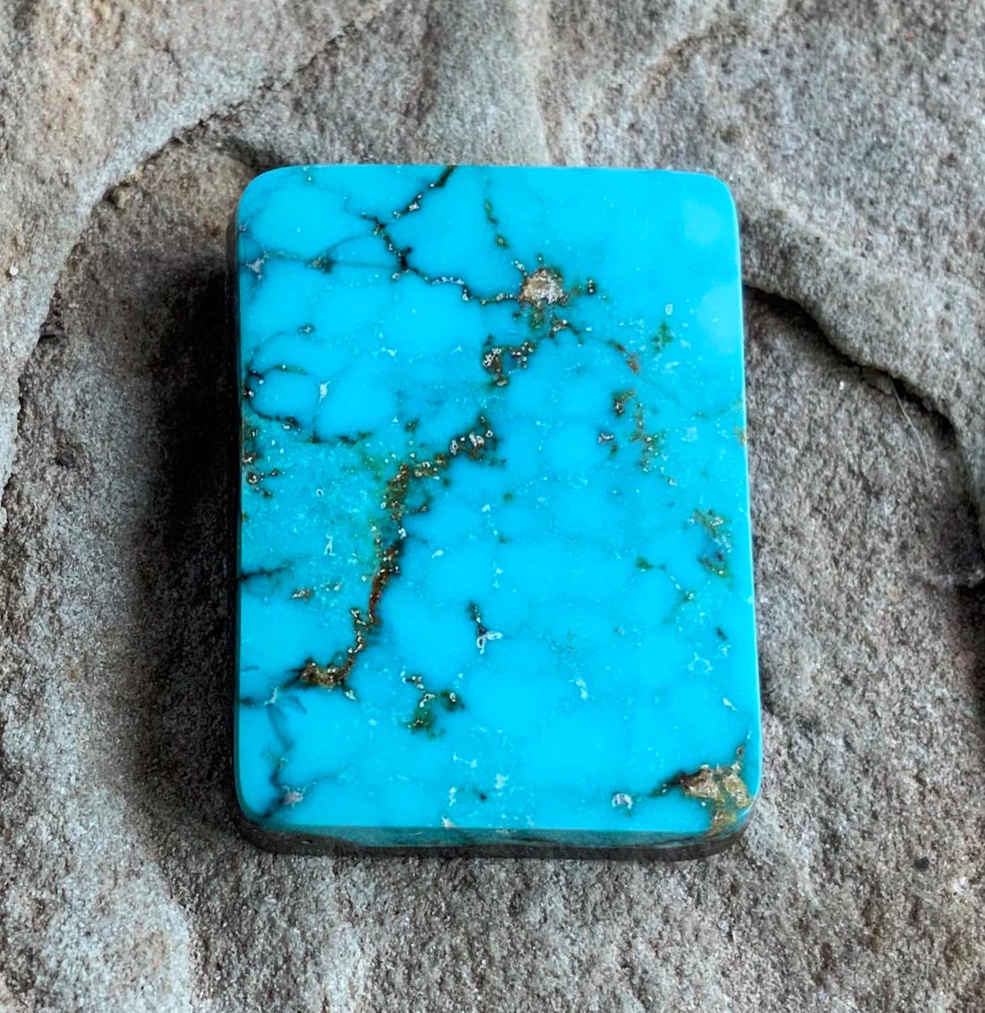 Beautiful Turquoise Mountain Turquoise Rectangular Cabochon
