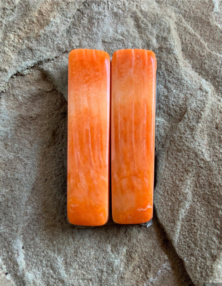Orange Spiney Oyster Rectangular Earring Cabochons