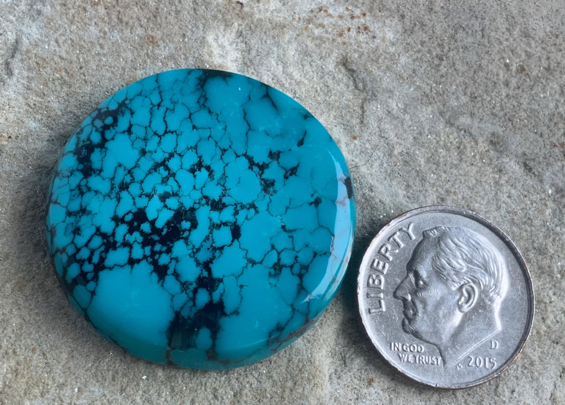 Beautiful Large Round Hubei Turquoise Cabochon