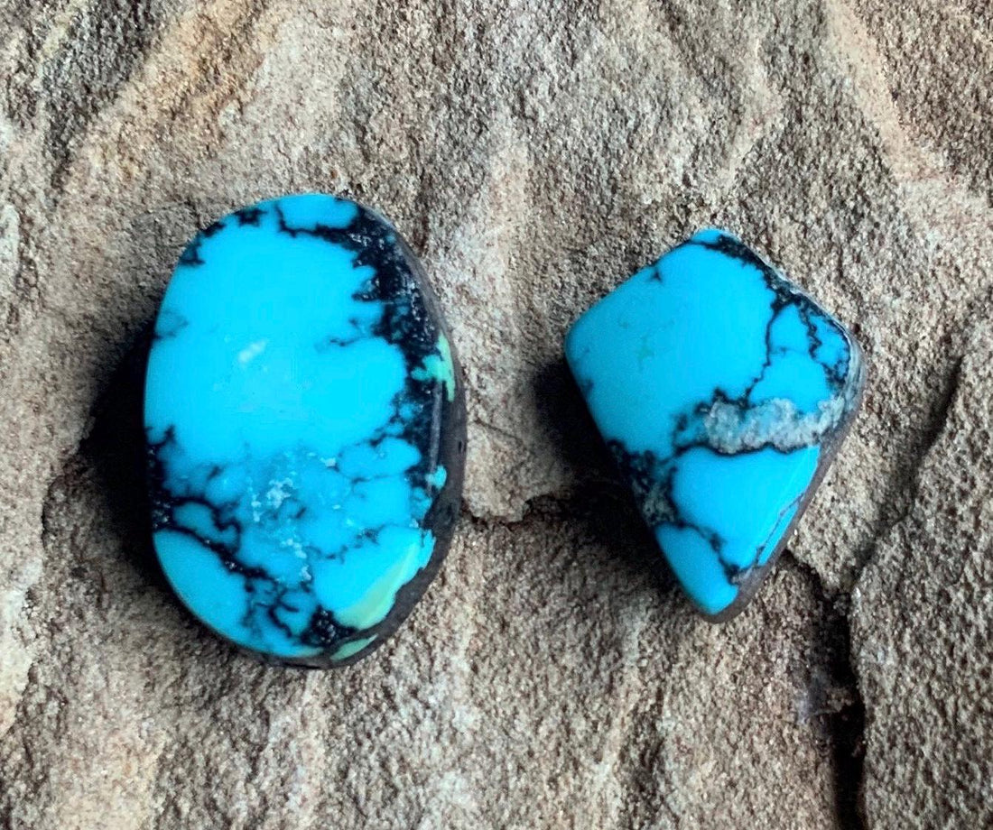 Cloud Mountain or Yungai Turquoise Cabochon Set of Two