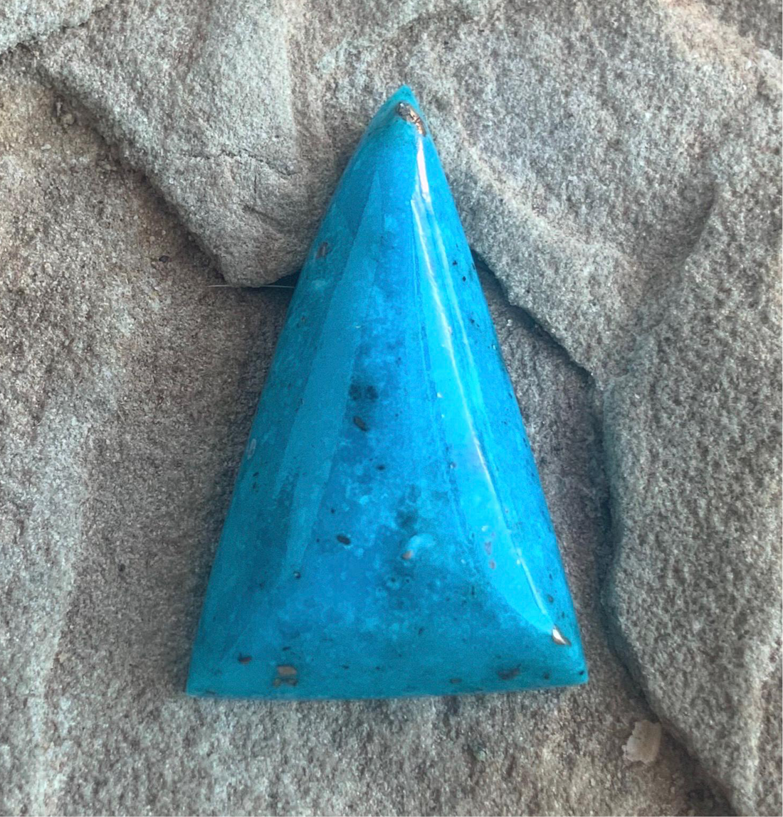 Gorgeous Blue Morenci Turquoise Triangular Cabochon with Pyrite