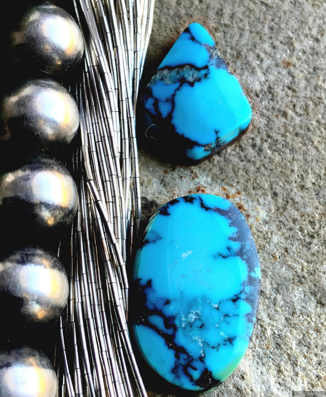Cloud Mountain or Yungai Turquoise Cabochon Set of Two