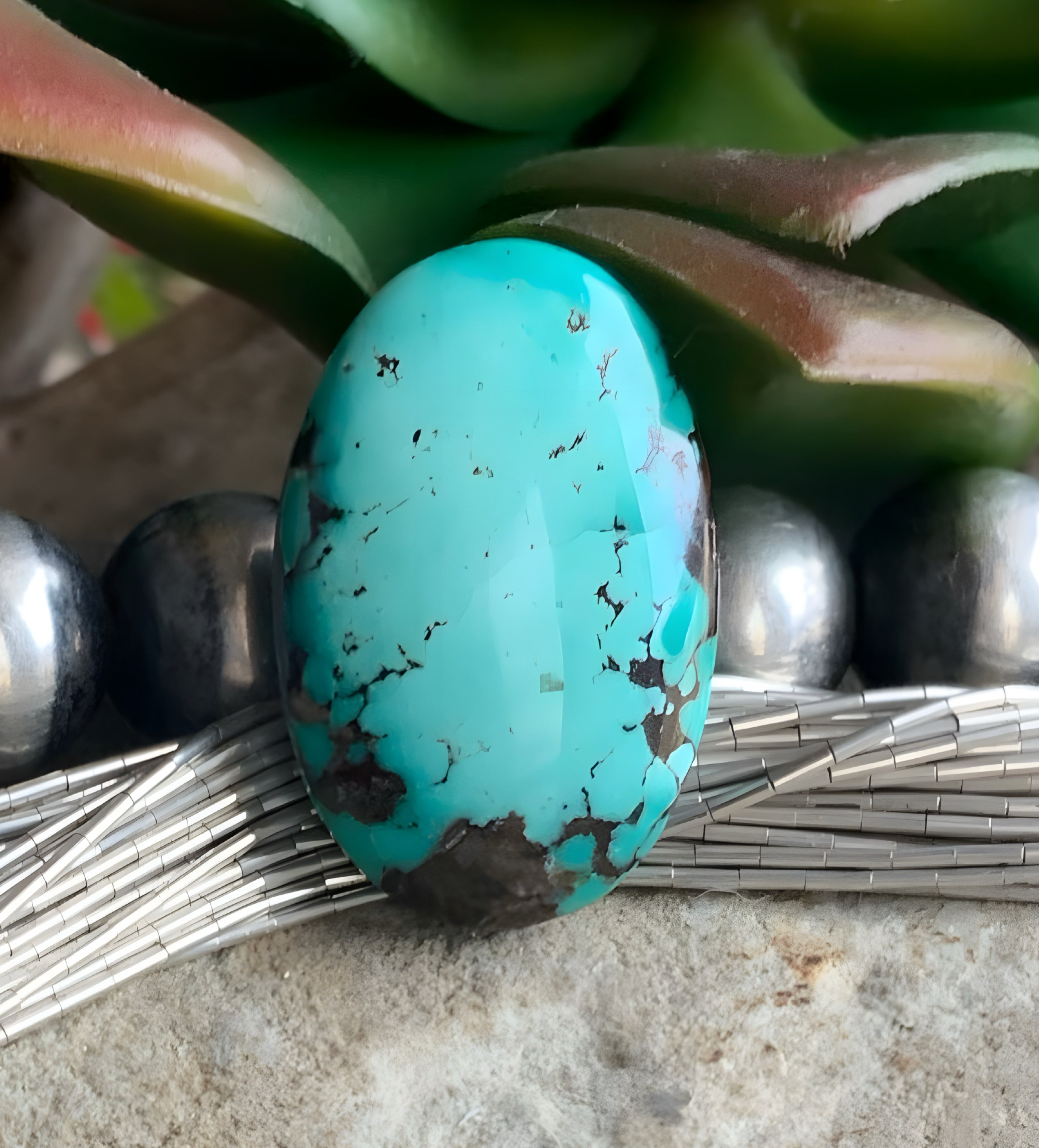 Bamboo Mountain Turquoise Oval Gemstone