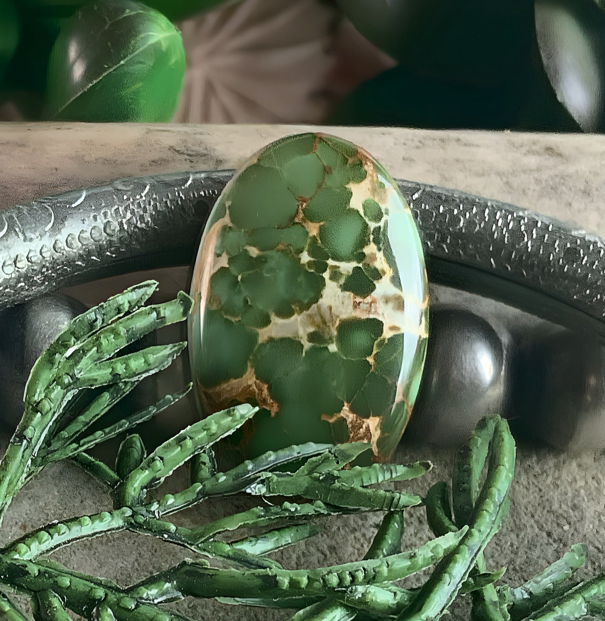 Natural Royston Turquoise Green Oval Cabochon