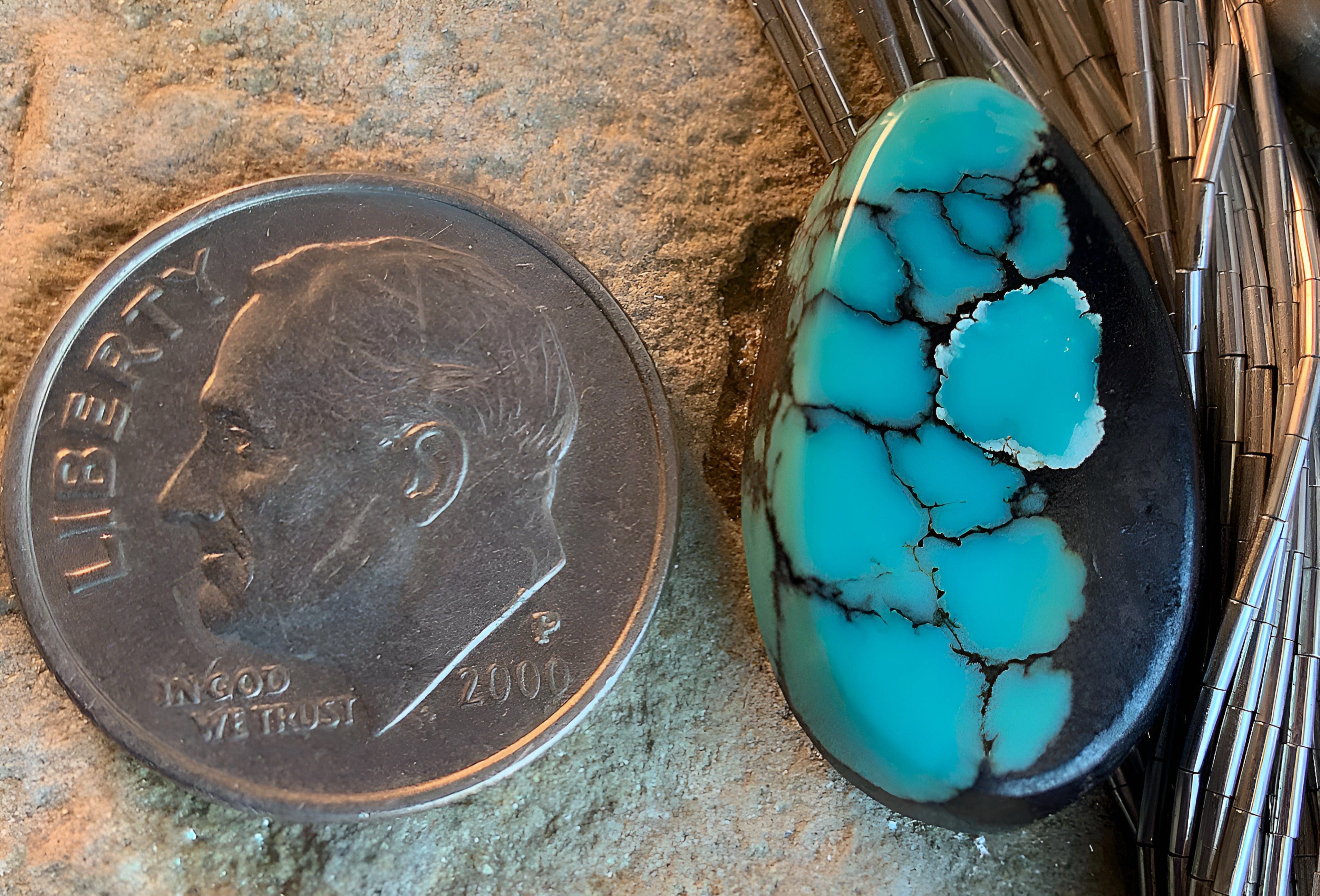 Bao Canyon Turquoise Vivid Blue Teardrop Cabochon