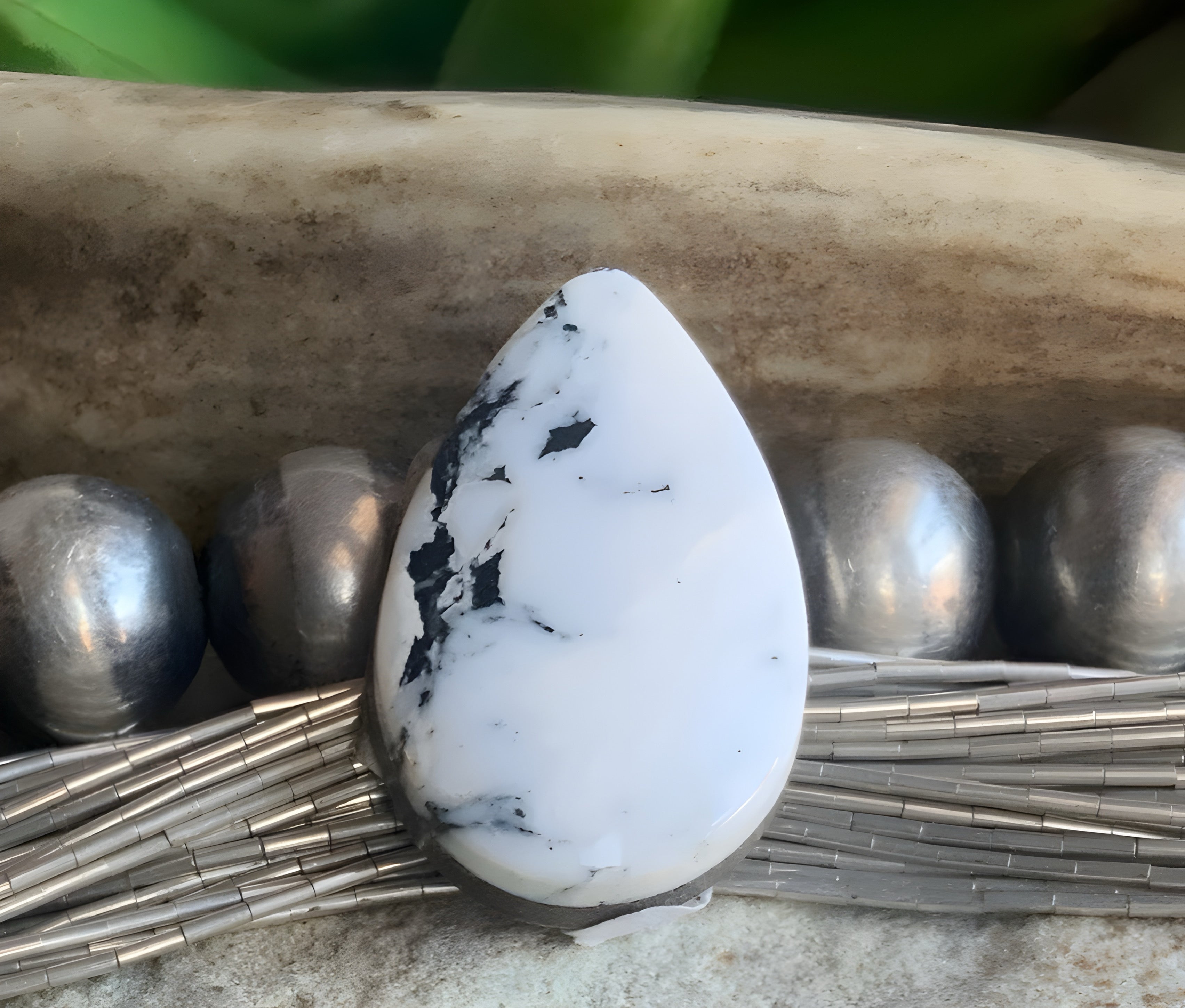Natural White Buffalo Teardrop Cabochon-Nevada Gemstone #WB17