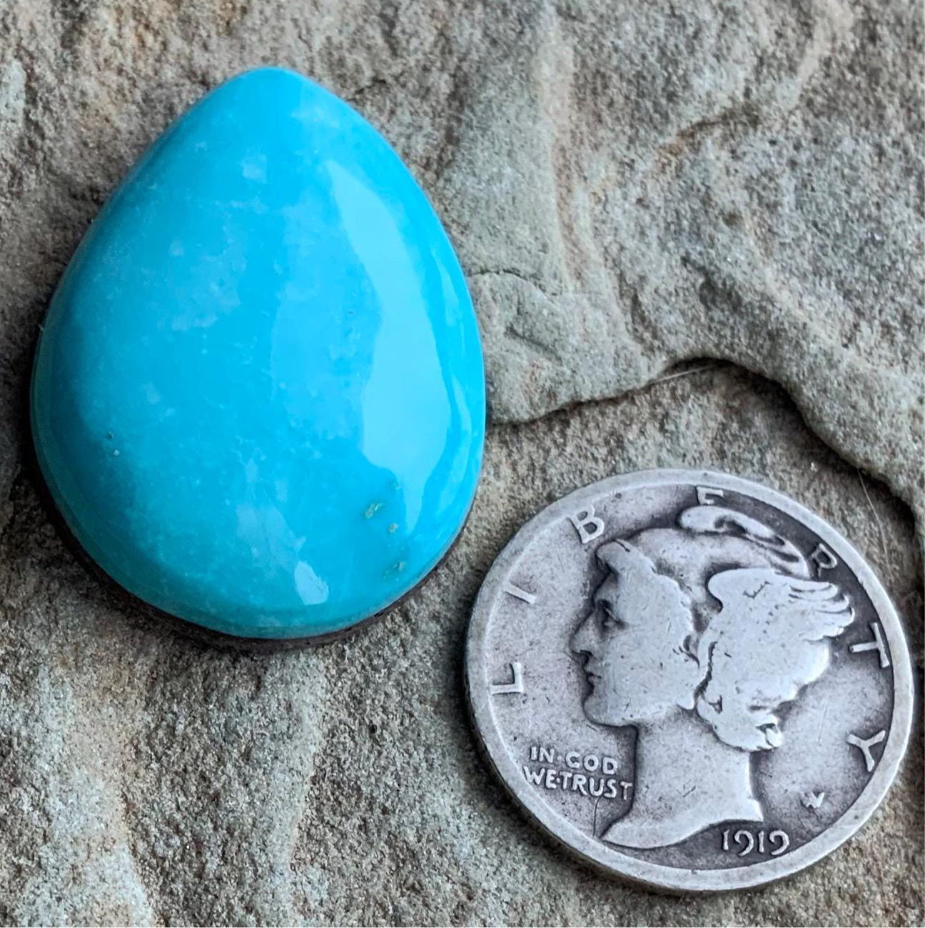 Natural Morenci Turquoise Teardrop Cabochon