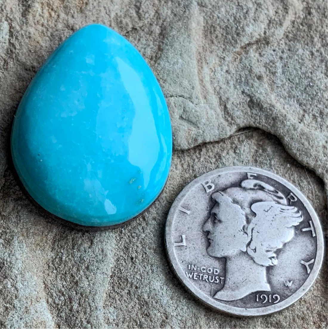 Natural Morenci Turquoise Teardrop Cabochon