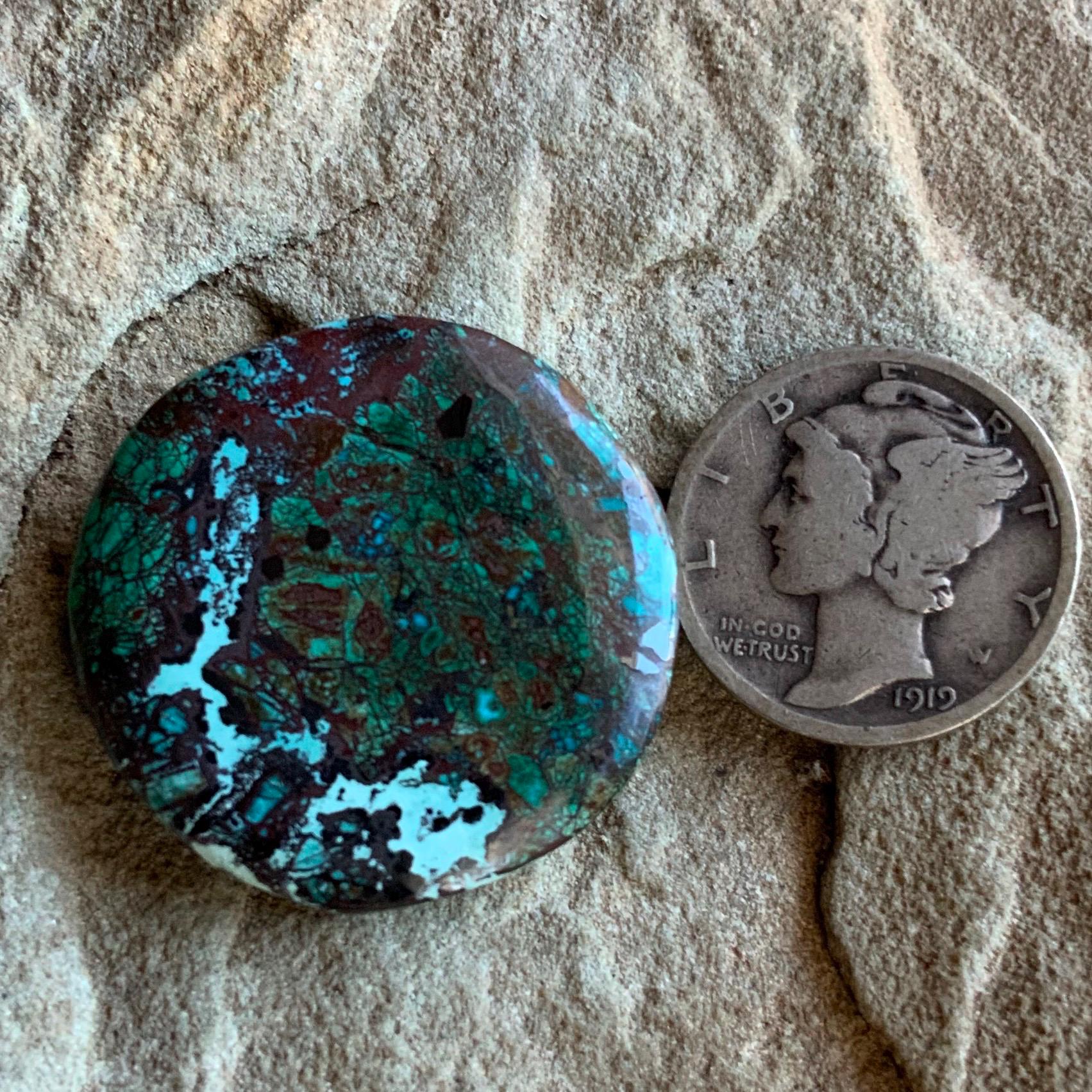 Colorful Sonoran Sunrise Chrysocolla Cuprite Round Cabochon