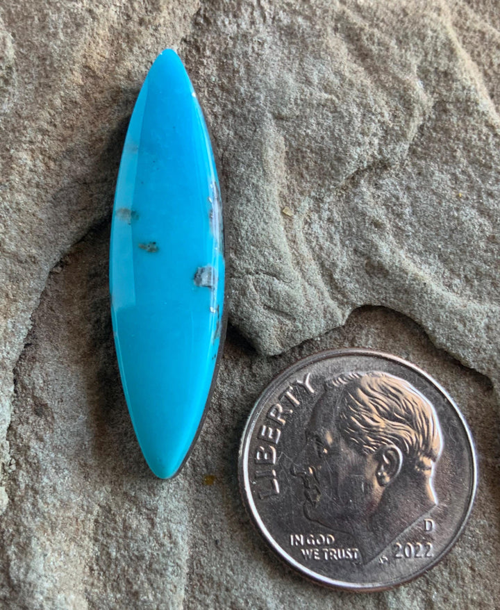 Gorgeous Blue Ithaca Peak Turquoise Marquis Cut Cabochon With Pyrite Flecks