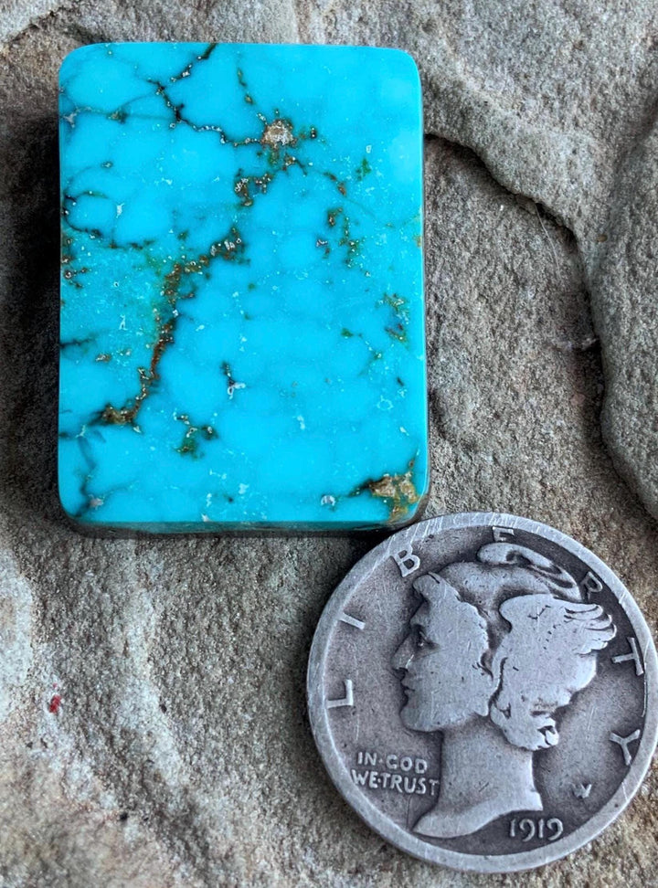 Beautiful Turquoise Mountain Turquoise Rectangular Cabochon