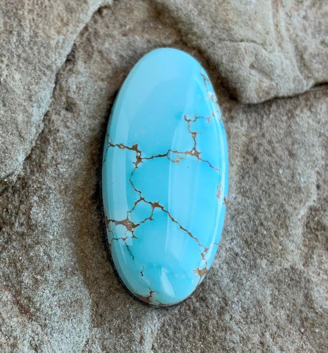Beautiful Natural High Grade Number Eight Turquoise Oval Cabochon