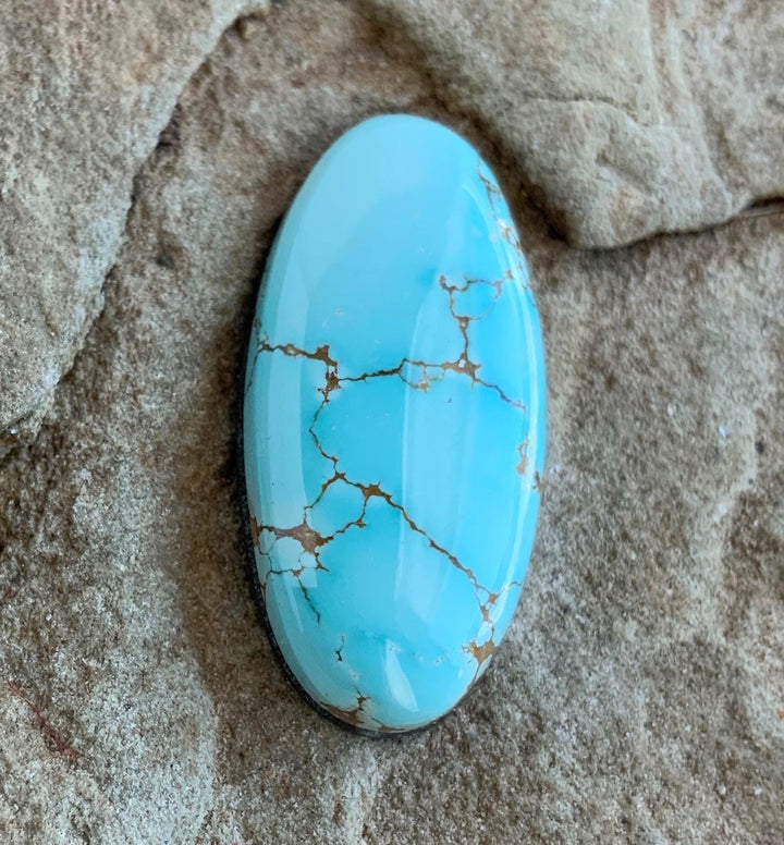 Beautiful Natural High Grade Number Eight Turquoise Oval Cabochon