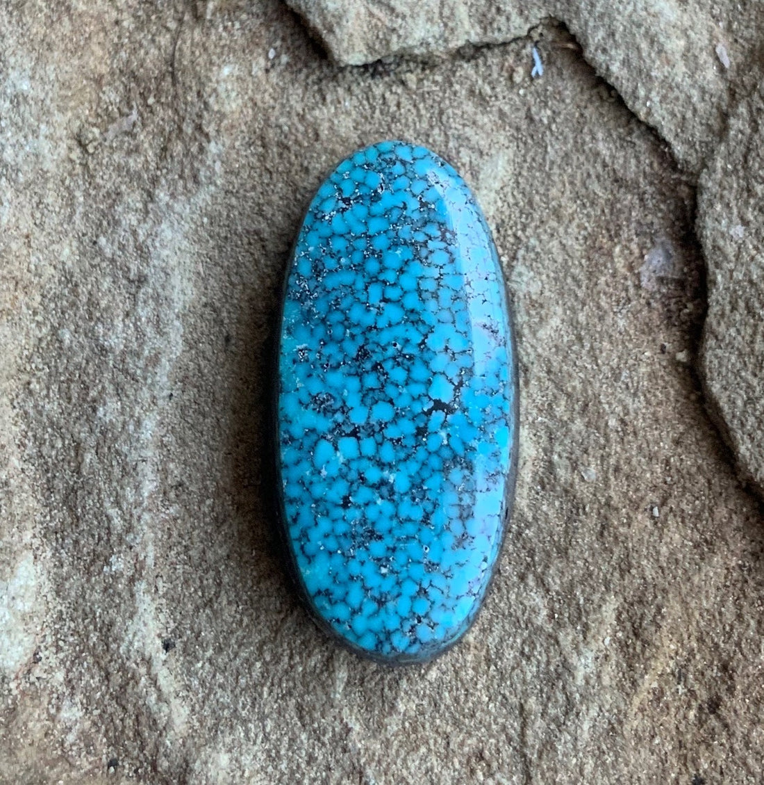High Grade Black Web Kingman Turquoise Cabochon