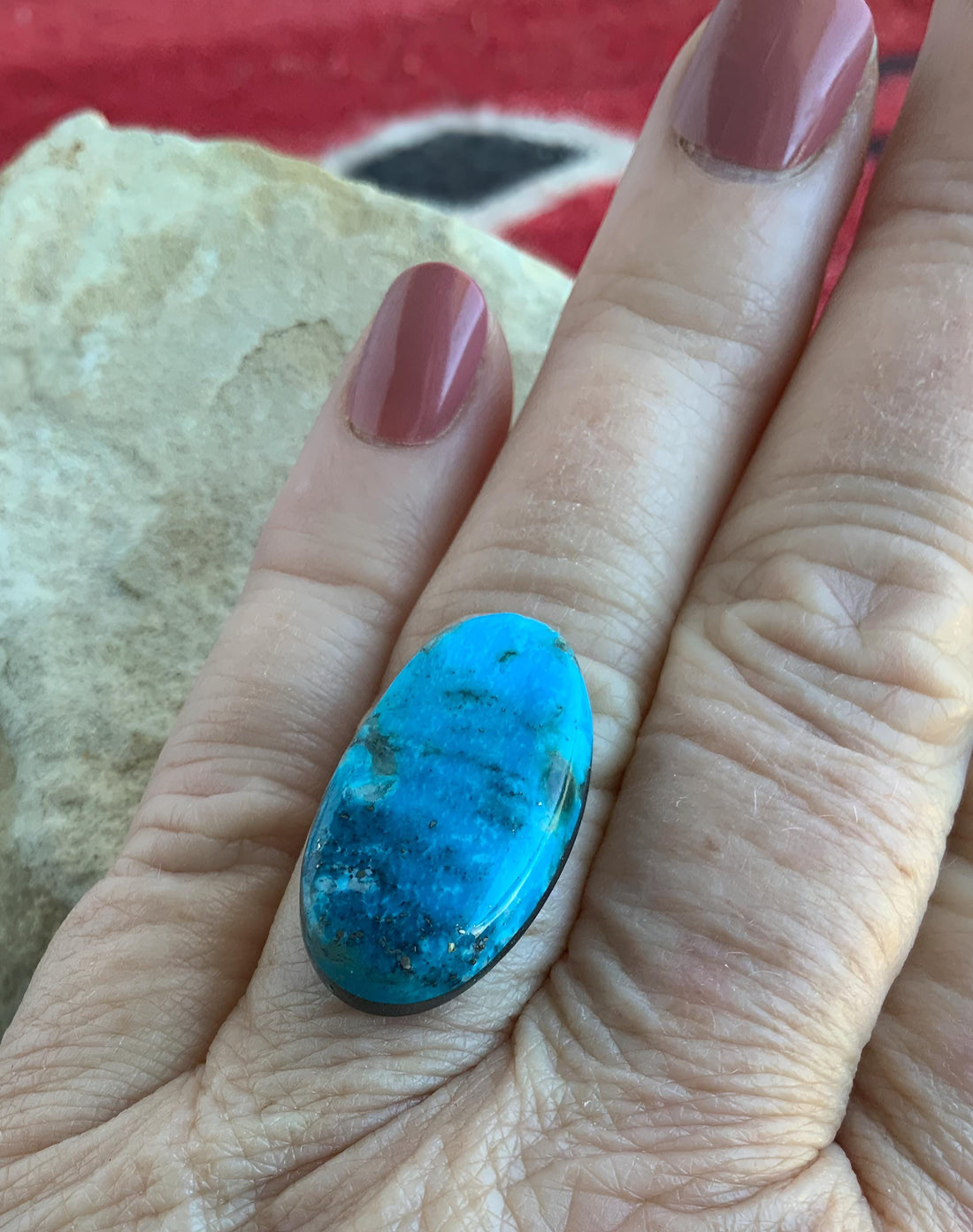 Beautiful Ithaca Peak Turquoise Oval Cabochon With Silver Pyrite and Quartz Inclusion-Arizona Gemstone #IP154