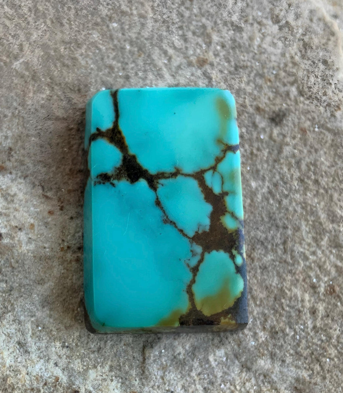 Bao Canyon Turquoise Blue Rectangular Cabochon With Black & Green #BC130