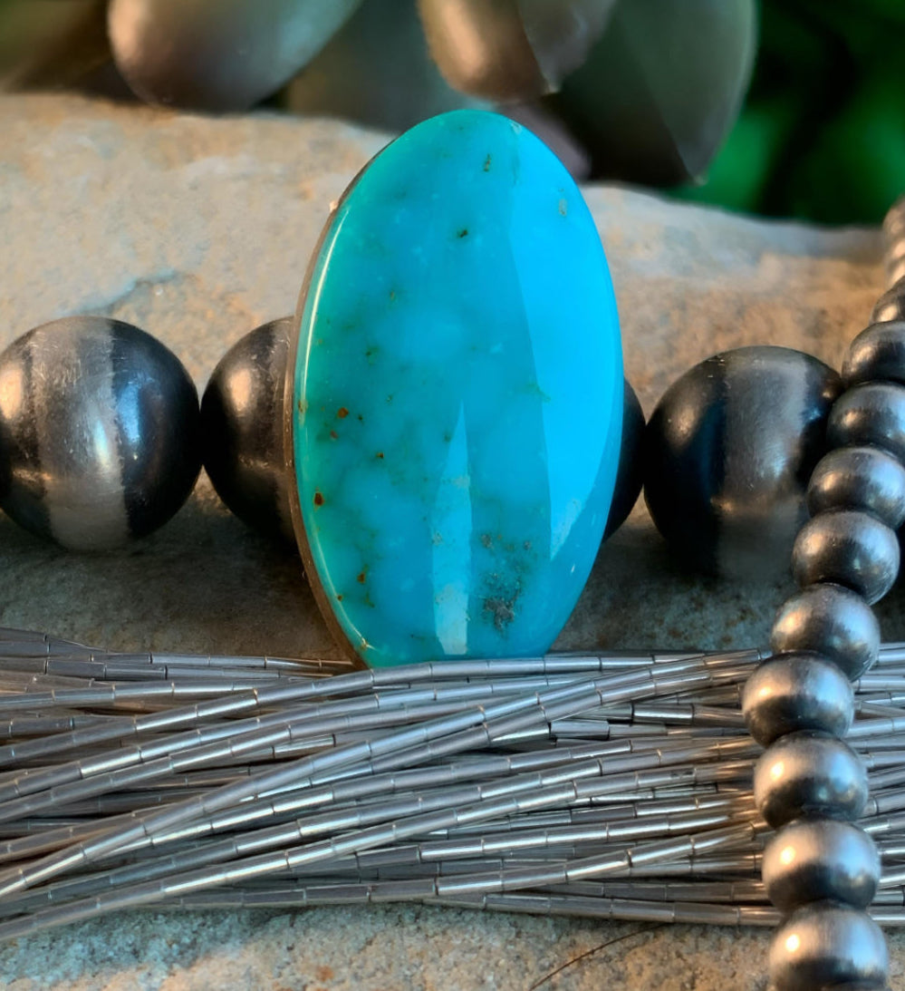 Royston Turquoise Blue Oval Cabochon-Nevada Gemstone #R53