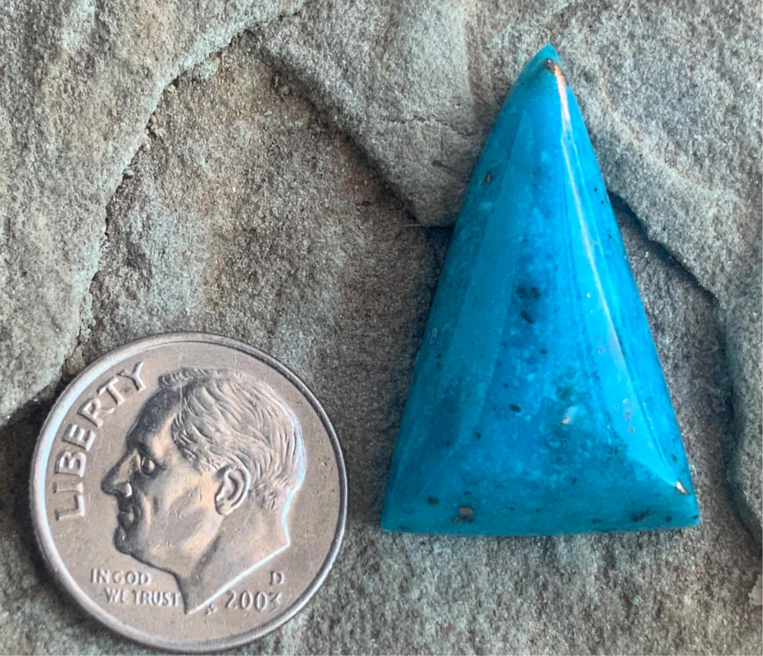 Gorgeous Blue Morenci Turquoise Triangular Cabochon with Pyrite