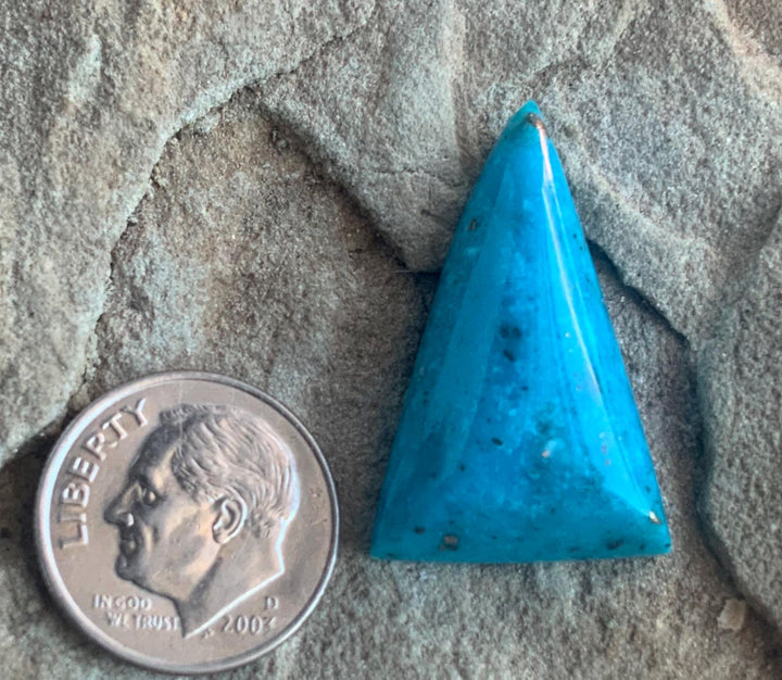 Gorgeous Blue Morenci Turquoise Triangular Cabochon with Pyrite