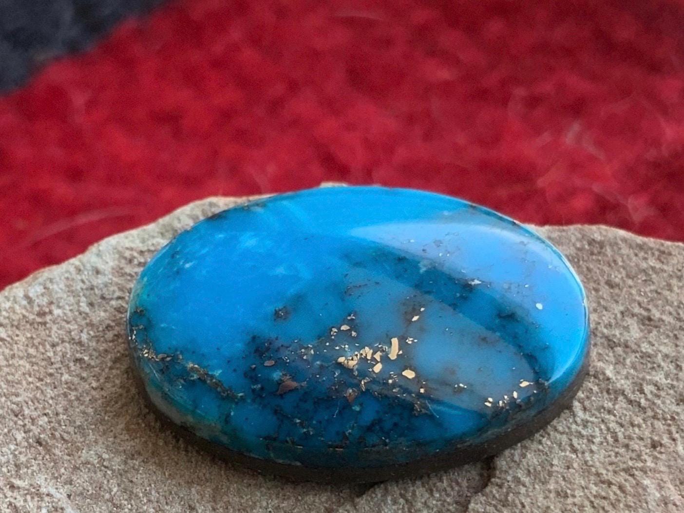 Ithaca Peak Turquoise High Grade Blue Oval Cabochon With Silver Pyrite #IP104