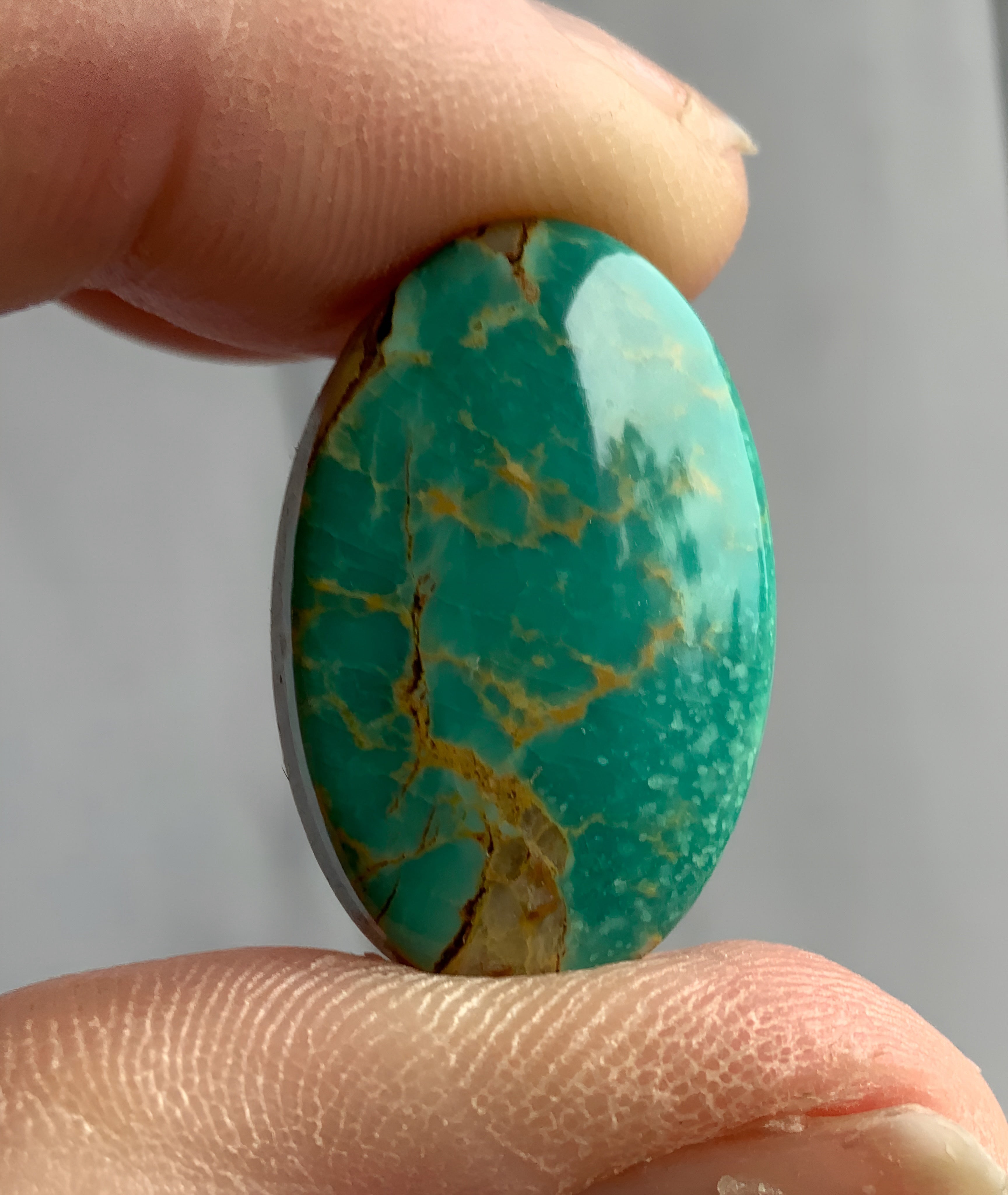 Green Turquoise Mountain Oval Turquoise Cabochon