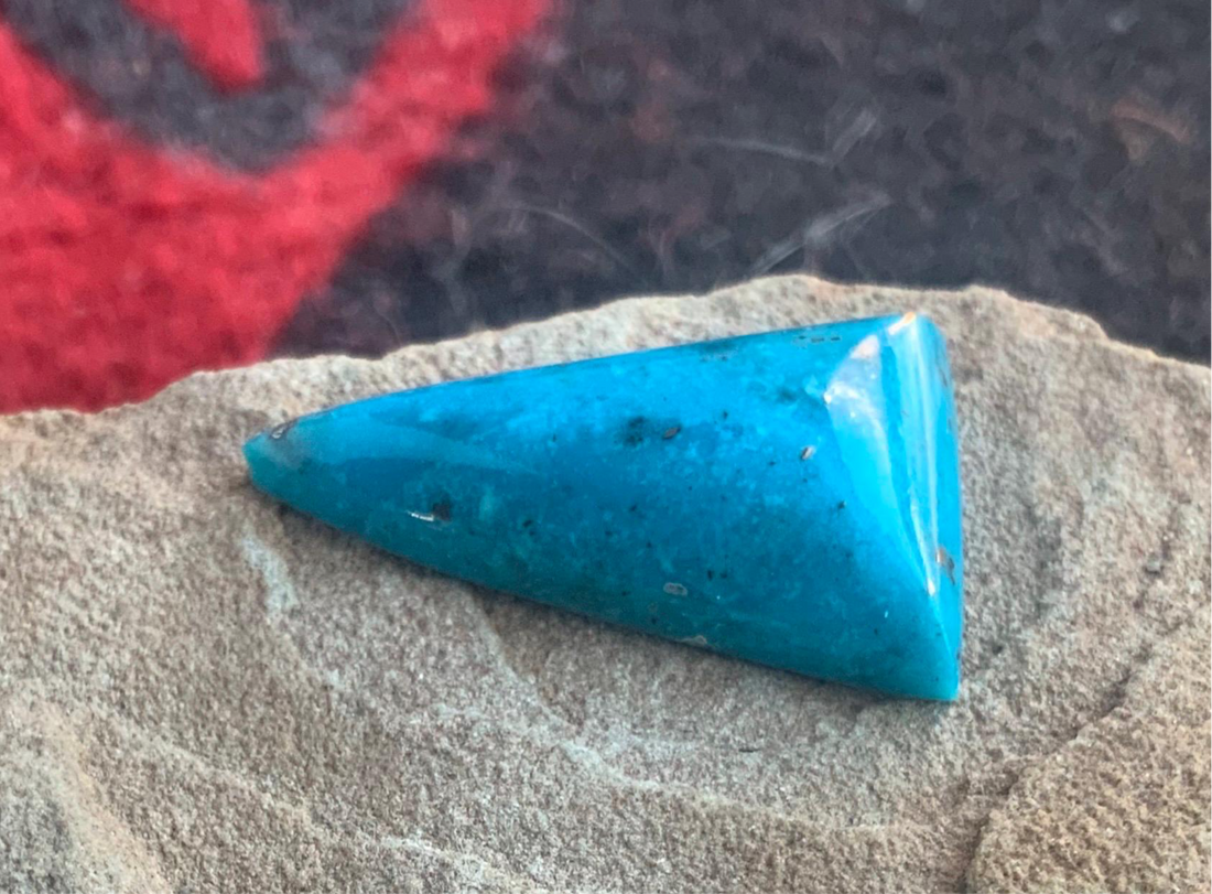 Gorgeous Blue Morenci Turquoise Triangular Cabochon with Pyrite