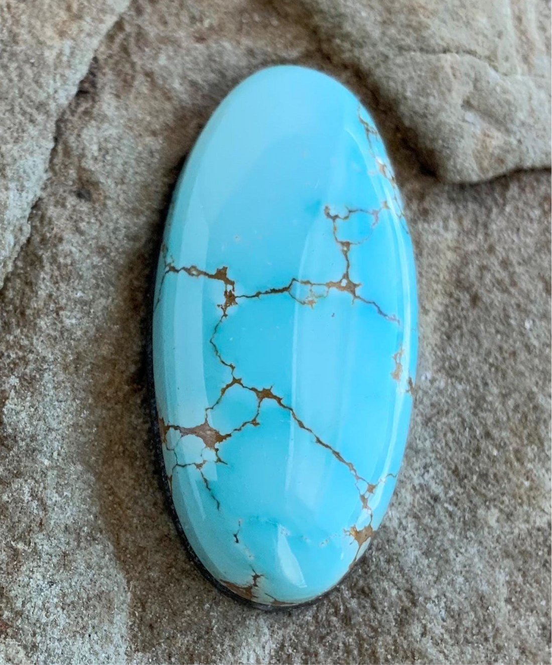 Beautiful Natural High Grade Number Eight Turquoise Oval Cabochon