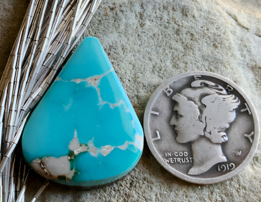 Natural Royston Blue Triangular Cabochon -Nevada Gemstone #R63