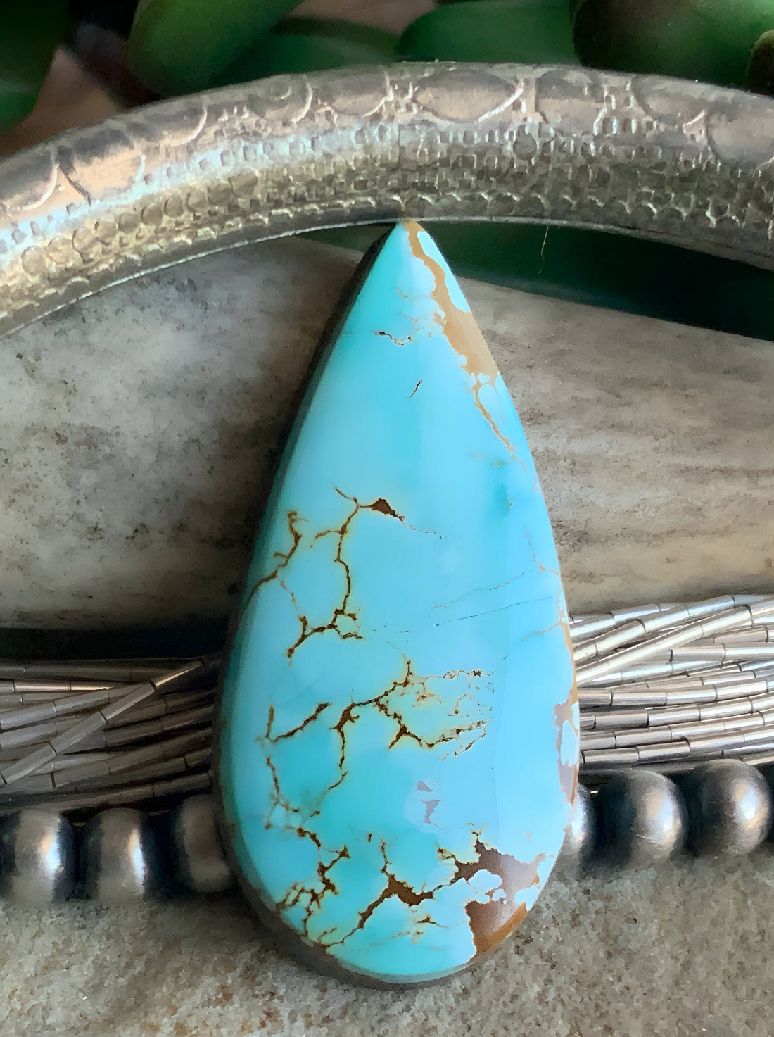 Natural Sierra Nevada Turquoise Teardrop-Nevada Gemstone