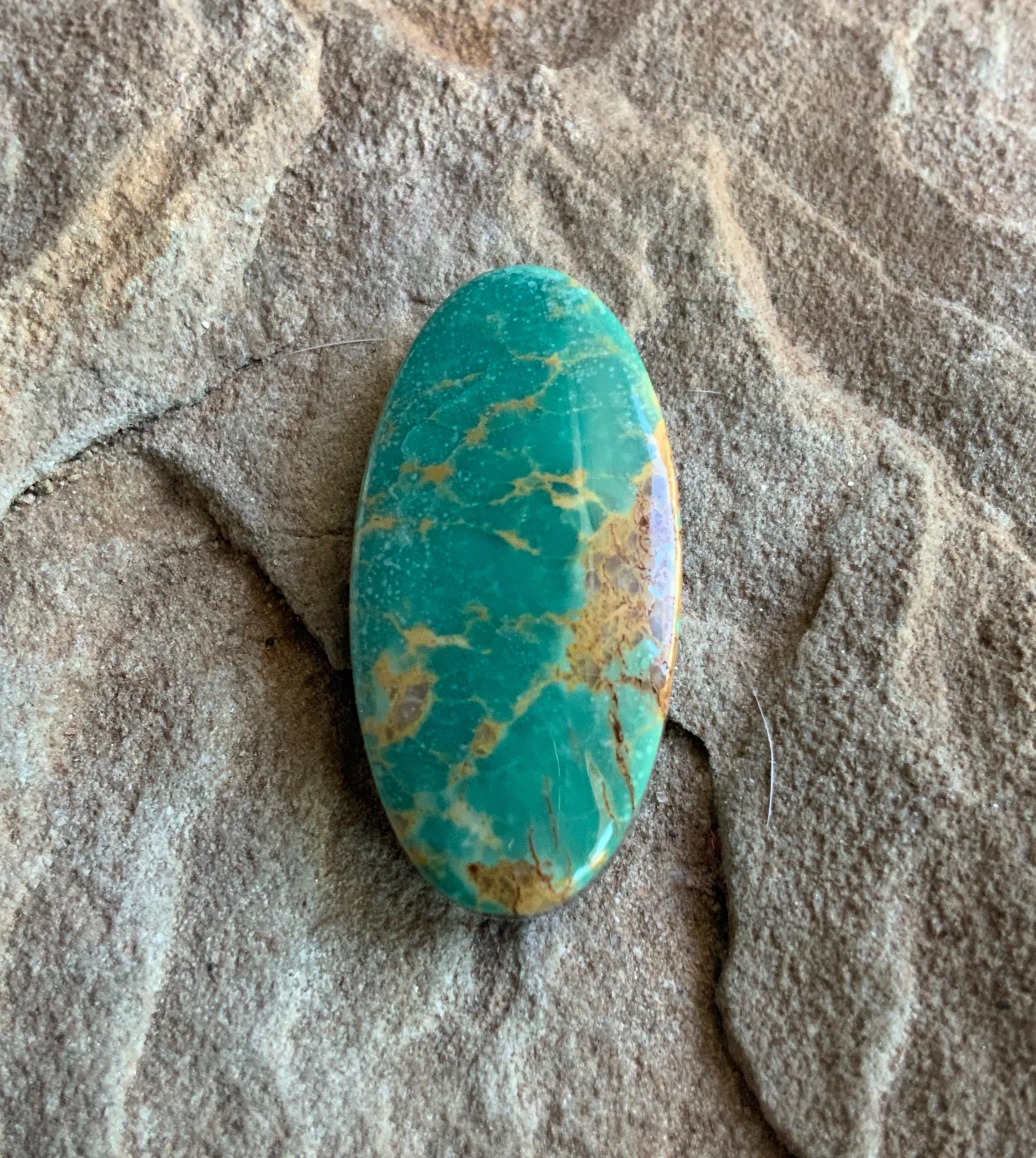 Beautiful Turquoise Mountain Green Long Oval Turquoise Cabochon
