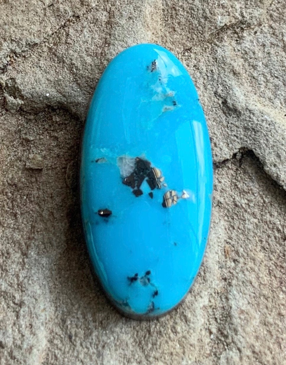 Ithaca Peak Turquoise Oval Cabochon With Silver Pyrite #IP135