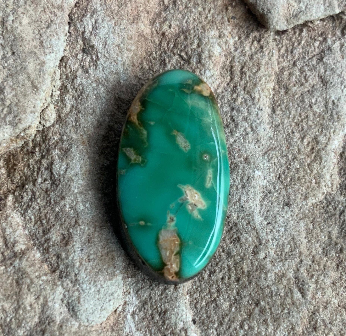 Natural Royston Green Turquoise Oval Cabochon or Polished Stone Cab #R62