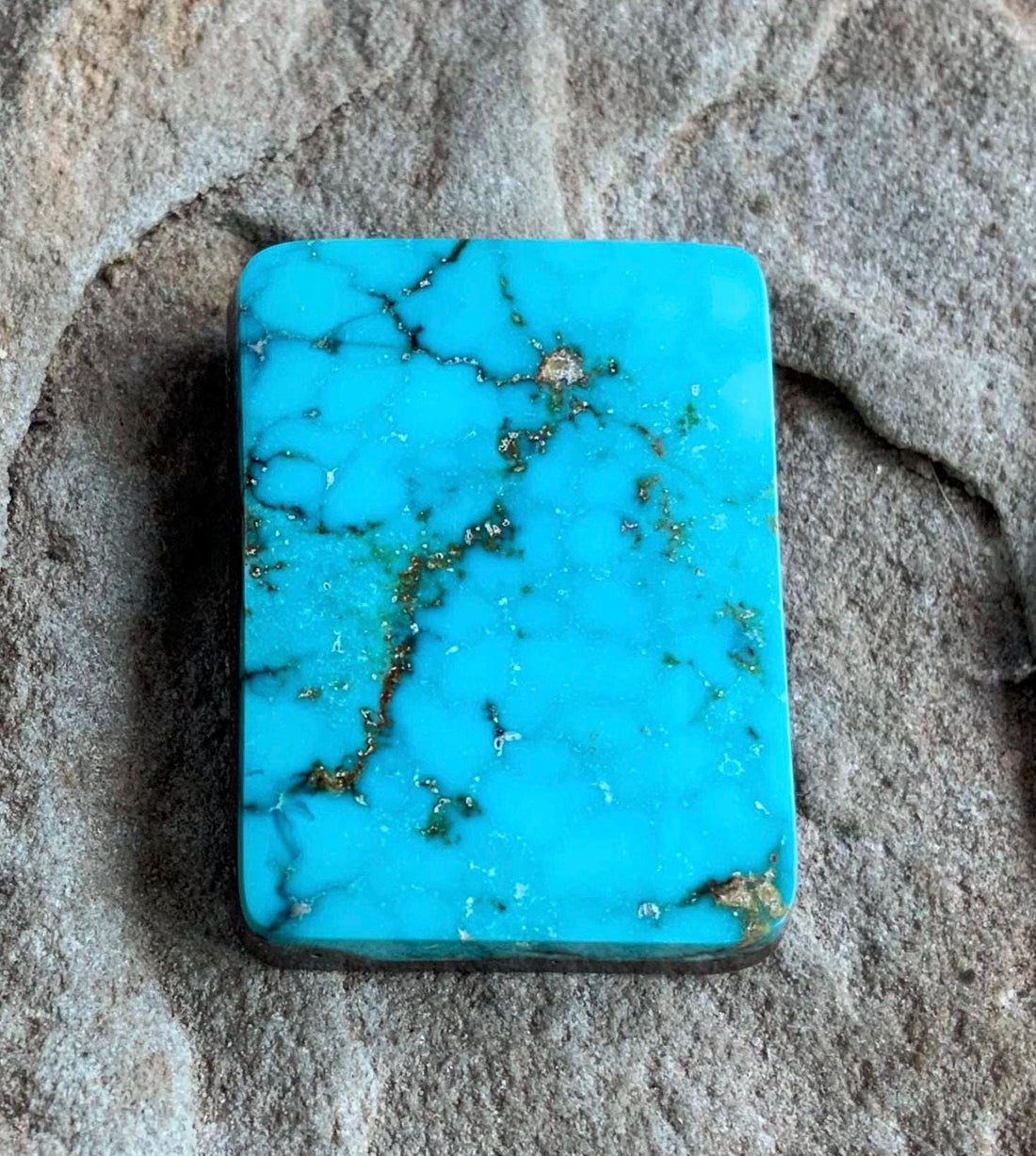 Beautiful Turquoise Mountain Turquoise Rectangular Cabochon