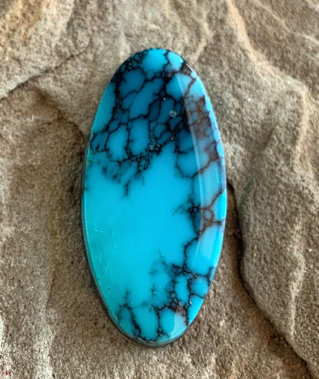 High Grade Cloud Mountain Turquoise Long Oval Cabochon