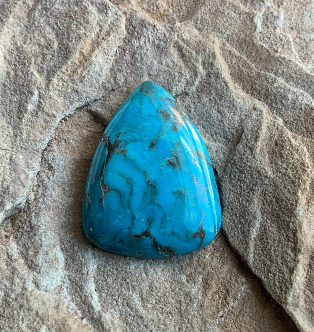 Beautiful Blue Morenci Turquoise Triangular Cabochon