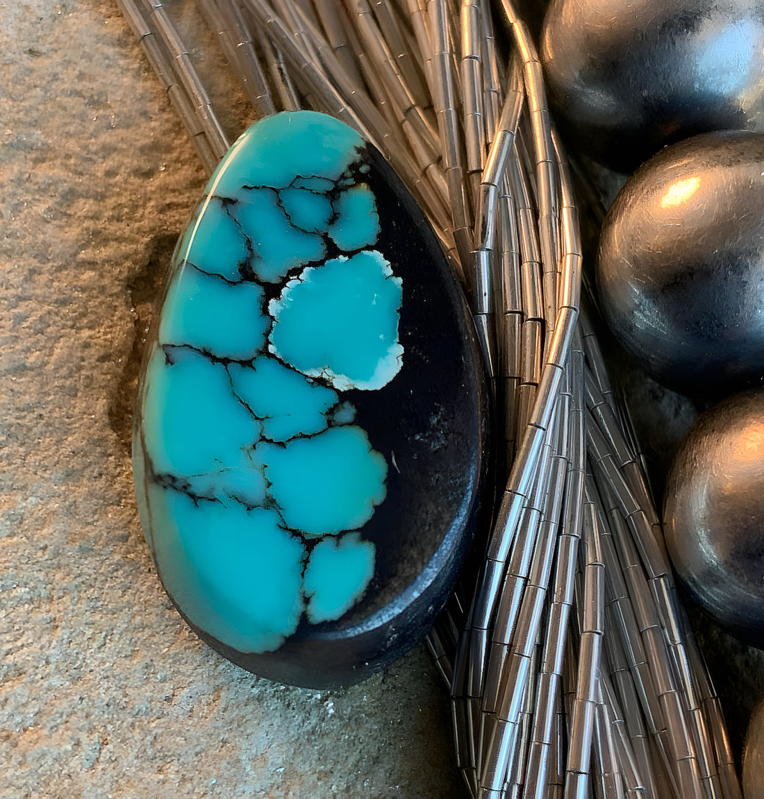 Bao Canyon Turquoise Vivid Blue Teardrop Cabochon