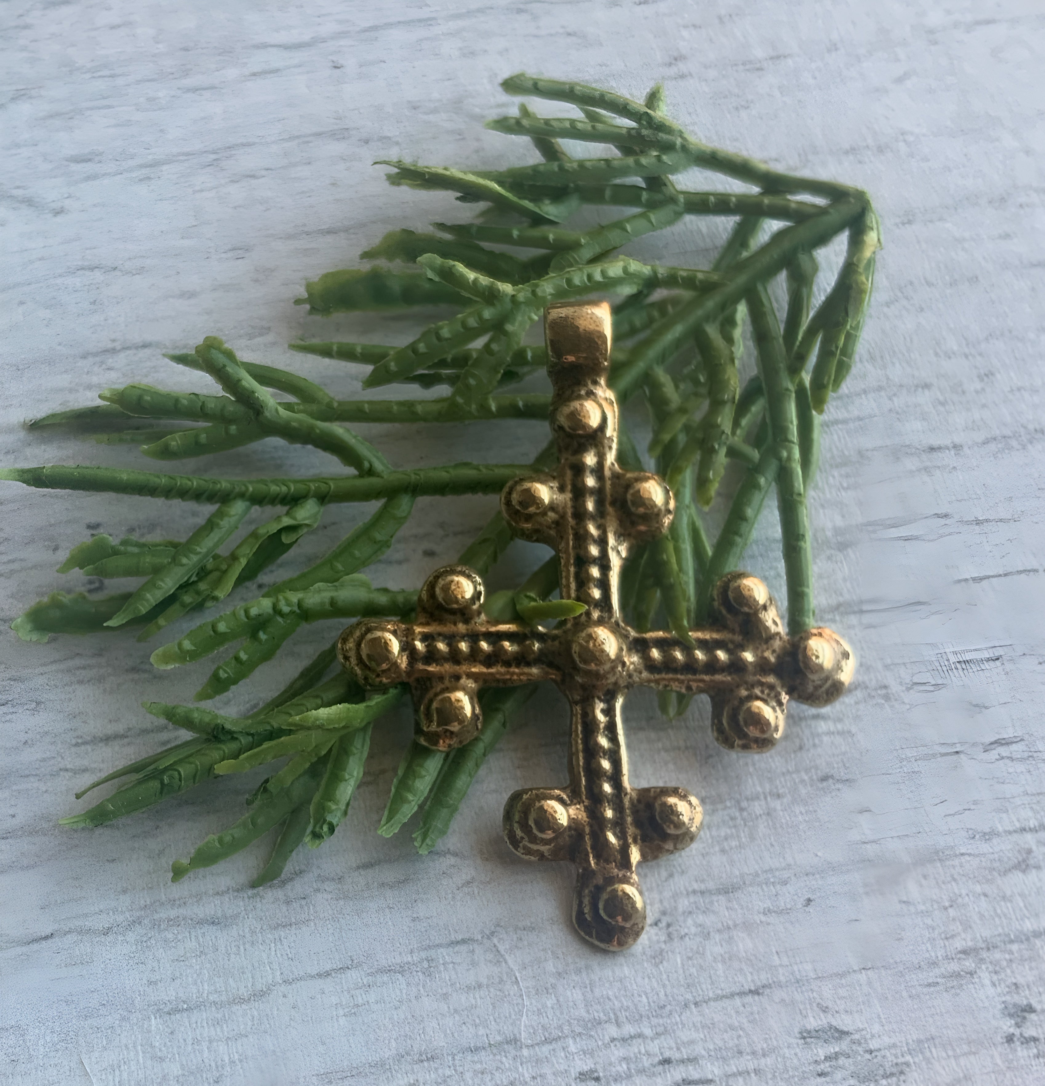 Gold Bronze Coptic Cross By Cathy Dailey