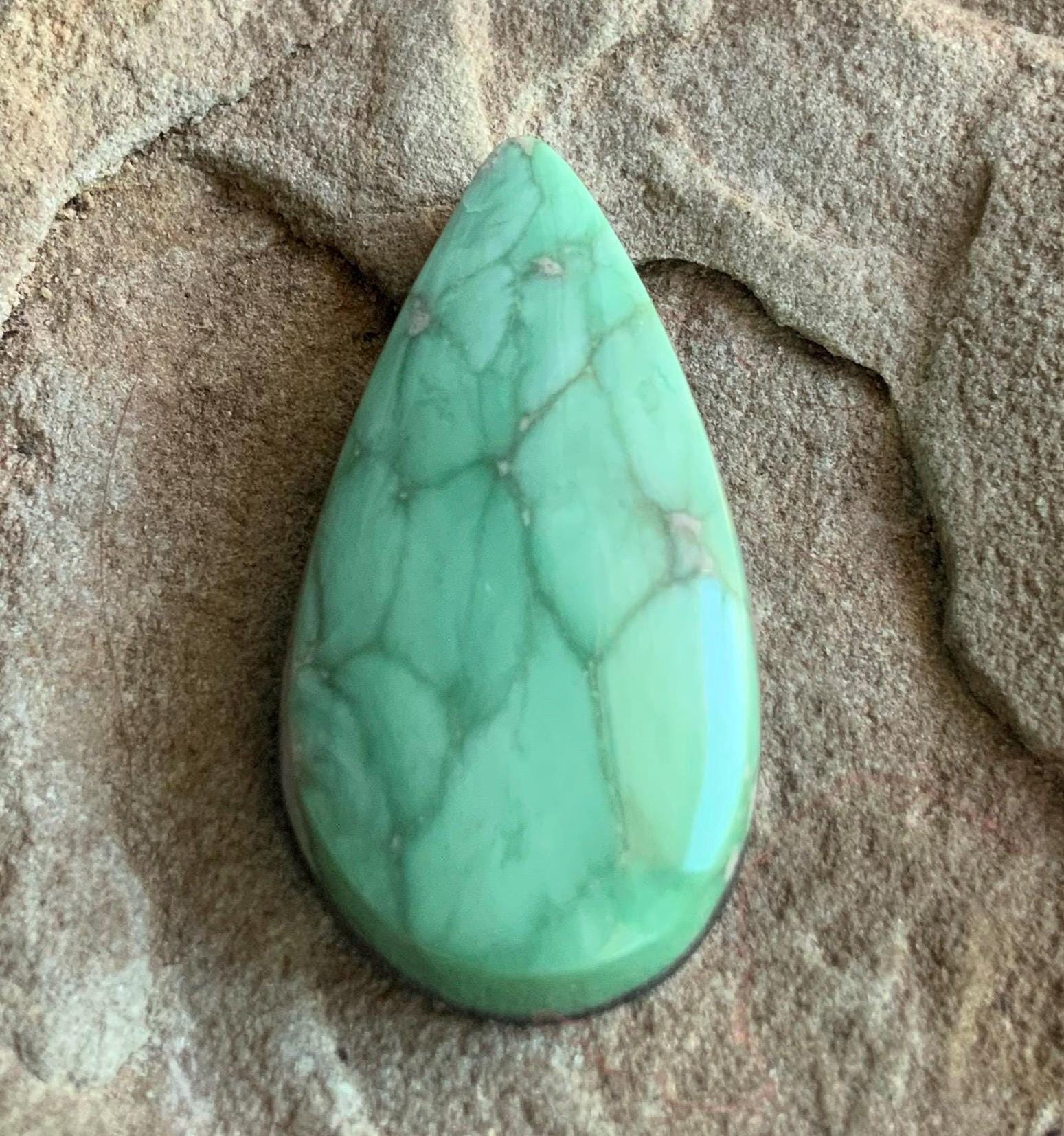 Natural Broken Arrow Variscite Teardrop Cabochon