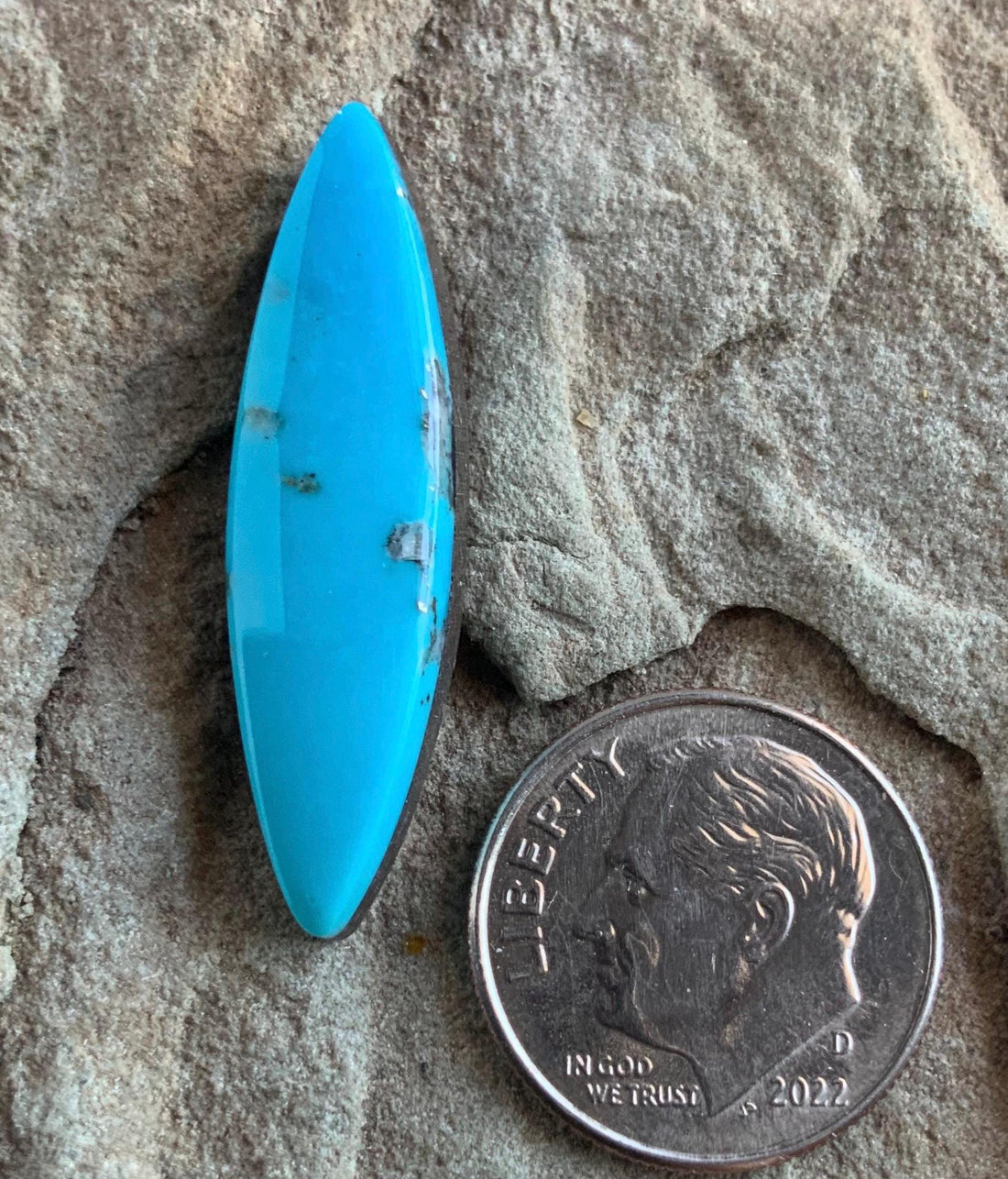 Gorgeous Blue Ithaca Peak Turquoise Marquis Cut Cabochon With Pyrite Flecks
