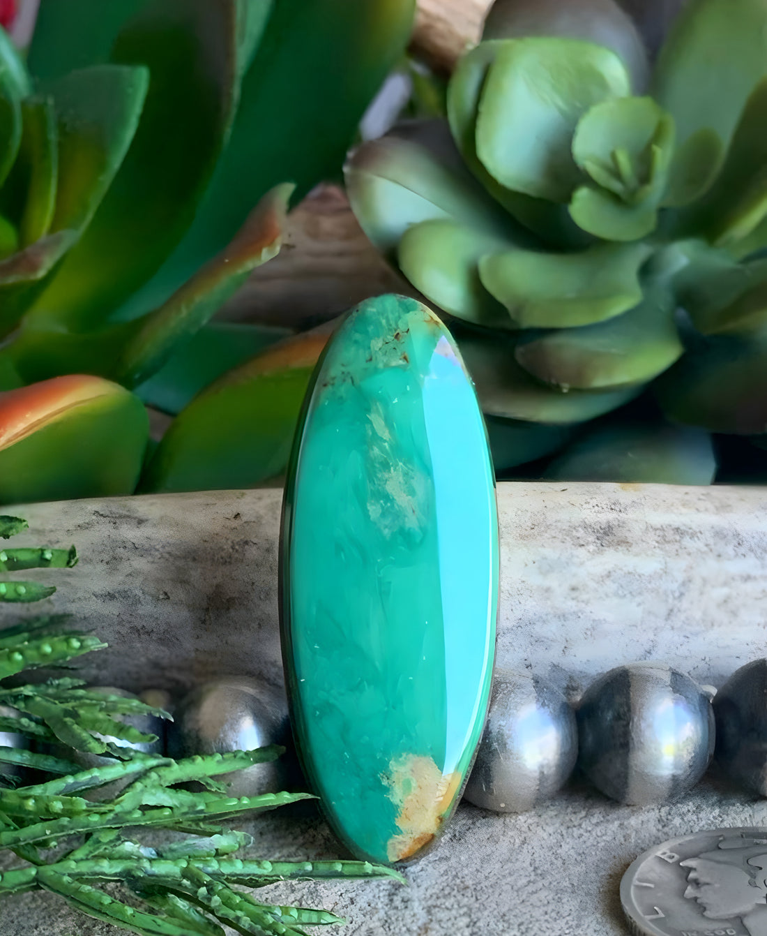 Royston Turquoise Green Long Oval Cabochon
